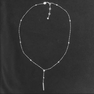 Henri Bendel Silver Lariat Necklace with Crystals